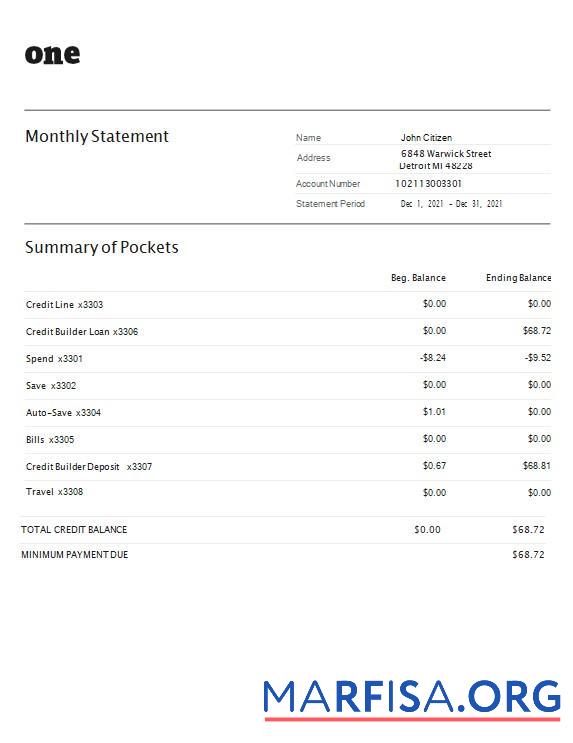 Printable USA One bank statement word 4 pages template